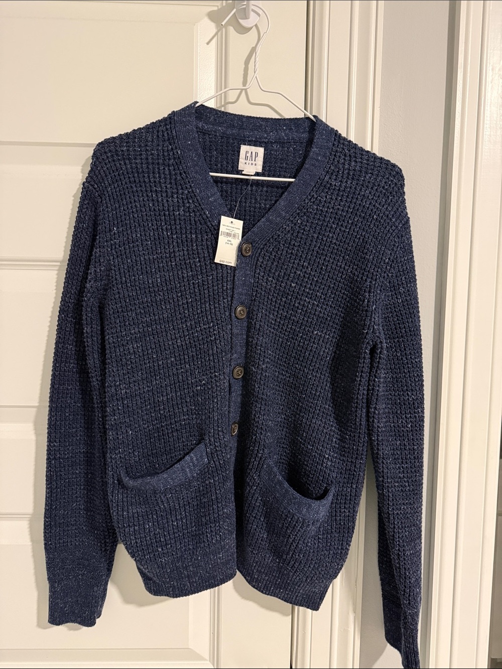 GAP Navy Textured Knit Button-Front Cardigan